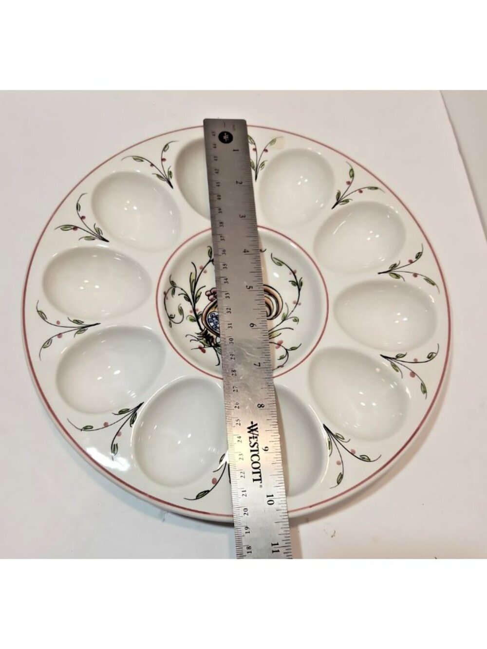 Vintage Ceramic Handpainted Deviled Egg Plate With Rooster Made in Portugal - Picture 8 of 8